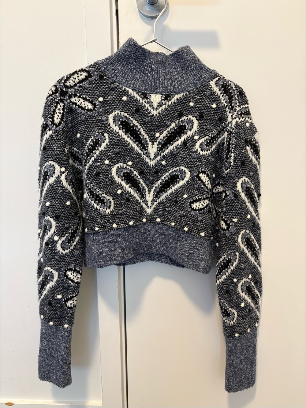 Zara Mock Neck Cropped Knit Sweater